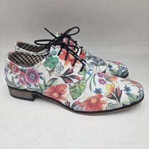 Zapato Cottage Leather Loafer Oxfords Botanical Print Whimsy US Size 9.5 EU 40